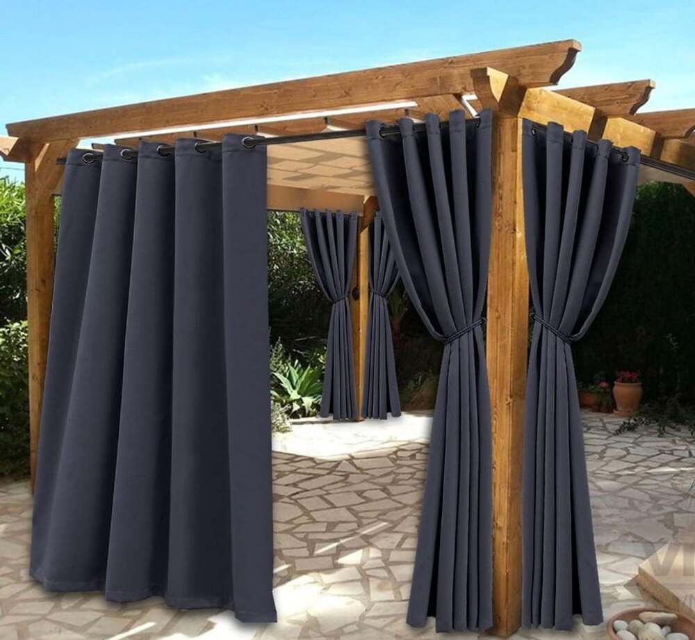 BONZER Blackout Outdoor Curtains 70 x 95 inch, Dark Grey, Set of 2 Panels